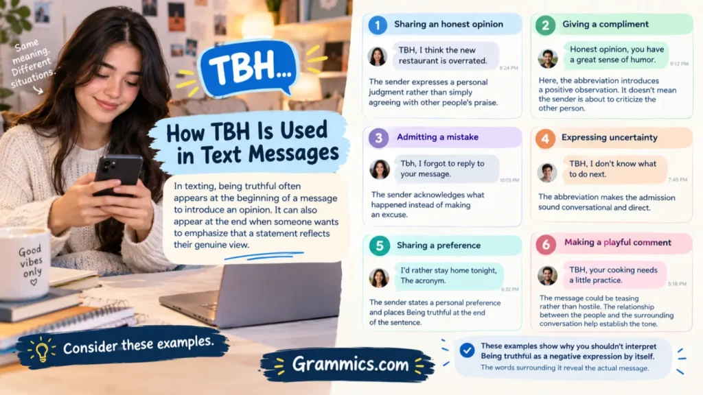 How TBH is used in text messages with examples