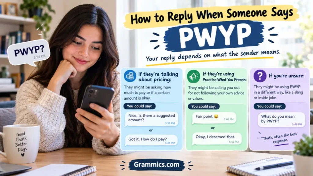How to reply to PWYP in text with chat examples