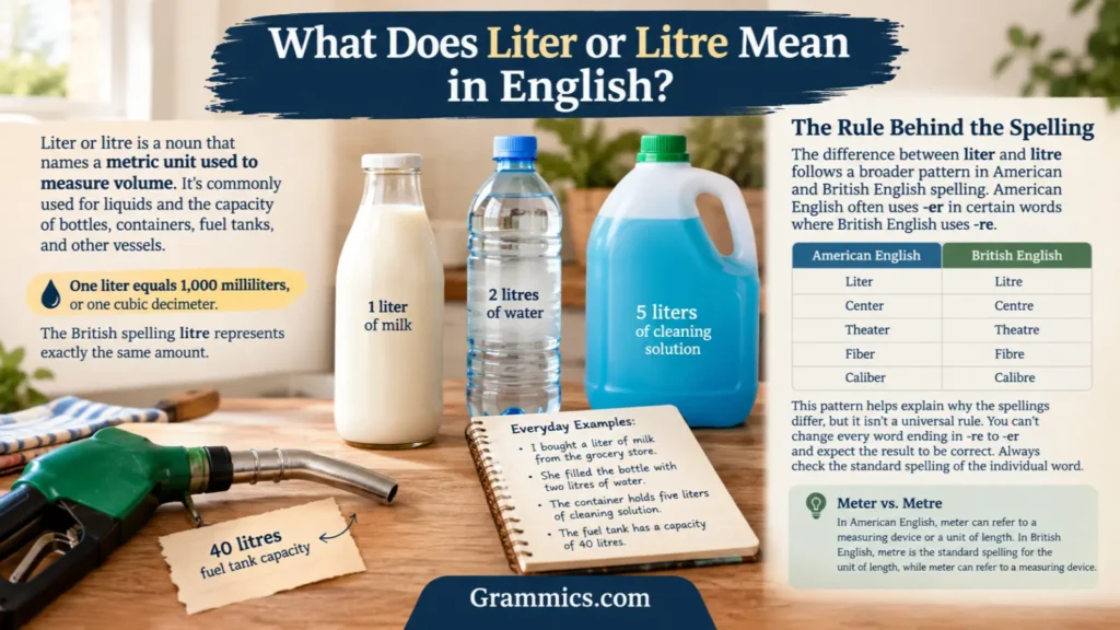 Liter vs Litre Meaning and Spelling Differences