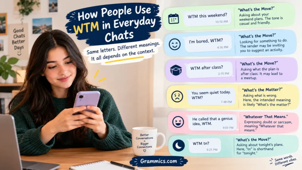 WTM meaning in text with everyday chat examples and texting slang