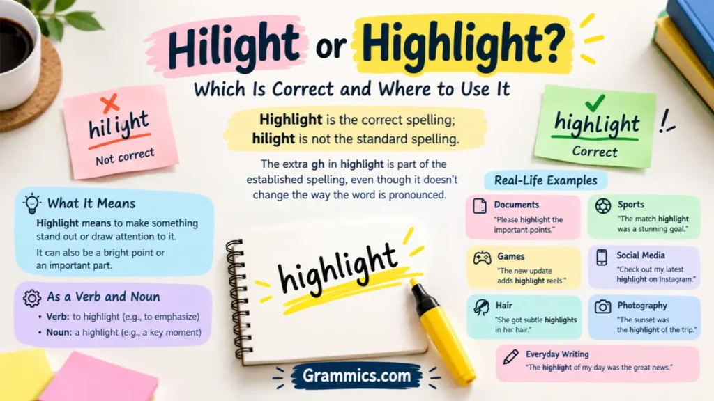 Hilight or Highlight Correct Spelling and Meaning